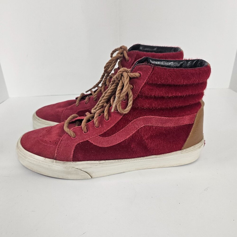 Van's SK8 Year of the Horse High Top Sneakers Men's Red Faux Pony Hair 10